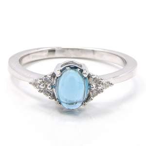 Серебряное кольцо 925 пробы 2,2 гр. с топазом Лондон Блю из США и белыми топазами из США 1,18 карат