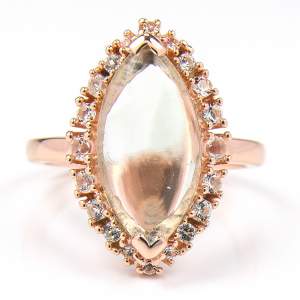 Серебряное кольцо 925 пр в позолоте 750 пр 4,25 гр. с бразильским зеленым аметистом и топазами 4,46к