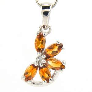 Серебряная подвеска 925 пробы 2,03 гр. с цитринами Мадейра с Мадагаскара и топазами из США 1,07 карат