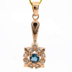 Серебряная подвеска 925 пр в позолоте 750 пр 3,22 гр. с топазом Лондон Блю и белыми топазами 0,96 карат