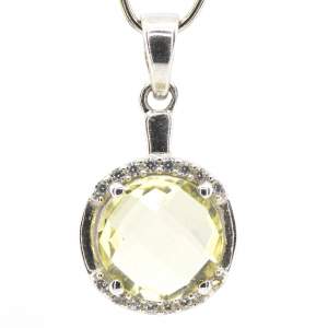 Серебряная подвеска 925 пробы 2,43 гр. с лимонным топазом лазерной огранки и цирконами 4,64 карат