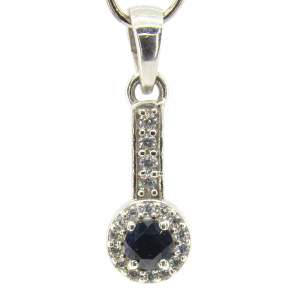 Серебряная подвеска 925 пробы 1,39 гр. с индийскими черными сапфирами класса АА и цирконами 0,57 кар