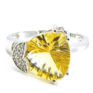 Серебряная кольцо 925 пробы 3,78 гр. с цитрином из США лазерной огранки и цирконами 4,98 карат