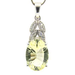 Серебряная подвеска 925 пробы 4,78 гр. с лимонным топазом лазерной огранки и цирконами 5,07 карат