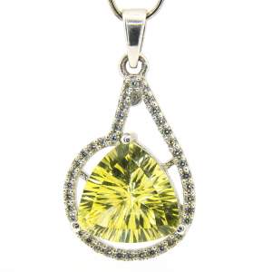 Серебряная подвеска 925 пробы 3,38 гр. с лимонным топазом лазерной огранки и цирконами 5,75 карат