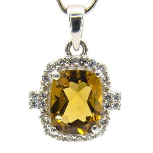 Серебряная подвеска 925 пробы 2,57 гр. с янтарным кварцем из США и цирконами 3,2 карат