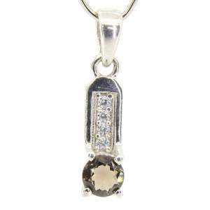 Серебряная подвеска 925 пробы 1,32 гр. с раухтопазом и белыми цирконами 0,75 карат