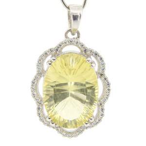 Серебряная подвеска 925 пробы 5,15 гр. с лимонным топазом лазерной огранки и цирконами 10,82 карат