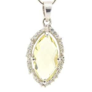 Серебряная подвеска 925 пробы 2,89 гр. с лимонным топазом из США и цирконами 4,53 карат