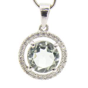 Серебряная подвеска 925 пробы 1,77 гр. с бразильским зеленым аметистом и цирконами 1,75 карат