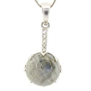 Серебряная подвеска 925 пробы 2,74 гр. с канадским лабрадоритом и белыми топазами 6,28 карат