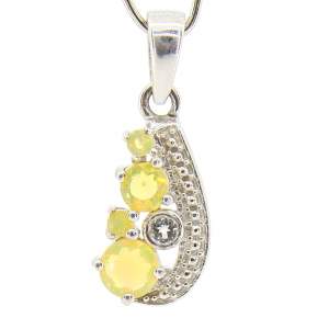 Серебряная подвеска 925 пробы 2,03 гр. с эфиопскими опалами класса AAA и белым топазoм 0,63 карат