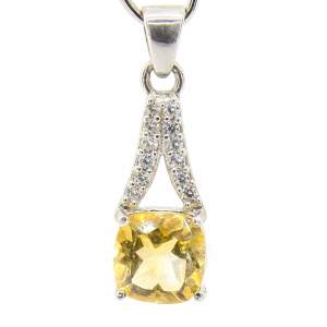 Серебряная подвеска 925 пробы 1,4 гр. с цитрином и цирконами 3,39 карат