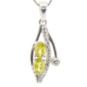 Серебряная подвеска 925 пробы 2,23 гр. с норвежскими сфеном класса AAA и белыми топазами 1,46 карат