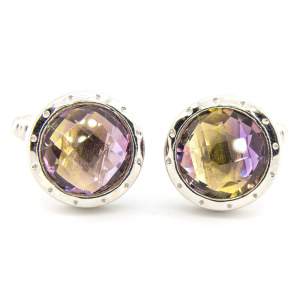 Серебряные запонки 925 пробы 12,9 гр. с боливийскими аметринами 11,09 карат