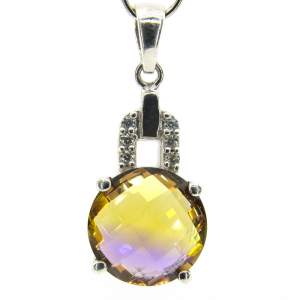 Серебряная подвеска 925 пробы 4,52 гр. с боливийским аметрином и цирконами 4,87 карат