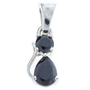 Серебряная подвеска 925 пробы 1,59 гр. с мадагаскарским черным шпинелем класса AAA 1,24 карат