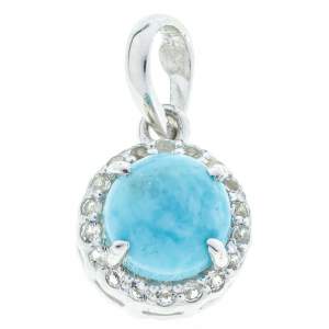 Серебряная подвеска 925 пробы 1,68 гр. с бирюзой США г.Спящая Красавица и топазами 0,79 карат