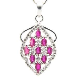 Серебряная подвеска 925 пробы 3,72 гр. с розовыми рубинами из Кении класса AAAA и топазами 2,21 карат с коллекции 