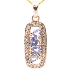 Серебряная подвеска 925 пробы 2,46 гр. с танзанитами Маньяра класса AAAA и топазами 1,1 карат