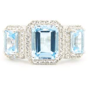 Серебряное кольцо 925 пробы 5,9 гр. со швейцарскими топазами и белыми топазами 7,22 карат