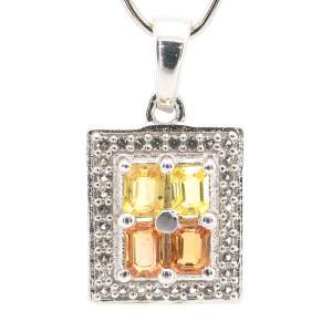 Серебряная подвеска 925 пробы 2,15 г с индийскими, шри-ланкийскими, мадагаскарскими сапфирами класса AAAA и топазами 1,35 карат