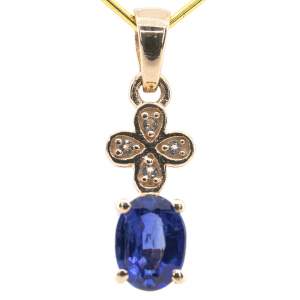 Серебряная подвеска 925 пробы в позолоте 750 пробы 1,94 гр. с кианитомом из Непала и топазами из США 1,47к