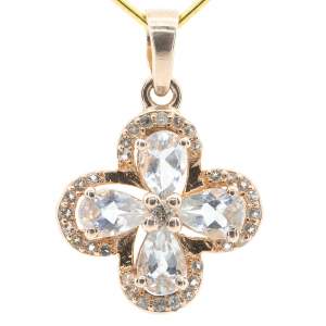 Серебряная подвеска 925 пробы в позолоте 750 пробы 2,39 гр. с кенийскими аквамаринами и топазами из США 1,52 карат из коллекции 