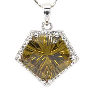 Серебряная подвеска 925 пробы 5,83 гр. с турецким султанитом класса AAAA и топазами 14,98 карат с коллекции 