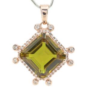 Серебряная подвеска 925 пробы в позолоте 750 пробы 4,61 гр. с турецким султанитом класса AAAA и топазами 9,58 карат с коллекции 