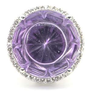 Серебряное кольцо 925 пробы 7,55 гр. с марокканским аметистом и топазами 14,45 карат