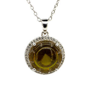 Серебряная подвеска 925 пробы 6,82 гр. с турецким султанитом класса AAAA и топазами 18,82 карат с коллекции 