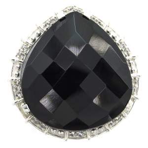 Серебряное кольцо 925 пробы 10,57 г с индийским ониксом и топазами из США 21,44 карат