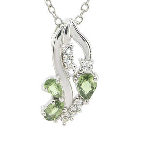 Серебряная подвеска 925 пробы 2,3 г с зеленым шри-ланкийским сапфиром класса АААА и топазами из США 1,34 карат