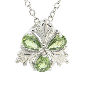 Серебряная подвеска 925 пробы 2,24 г с зелеными шри-ланкийскими сапфирами класса АААА 1,47 карат