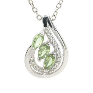 Серебряная подвеска 925 пробы 2 г с зелеными шри-ланкийскими сапфирами класса АААА и топазами из США 1,13 карат