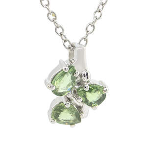 Серебряная подвеска 925 пробы 2,15 г с зеленым шри-ланкийским сапфиром класса АААА и топазами из США 1,52 карат