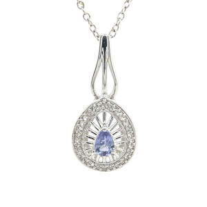 Серебряная подвеска 925 пробы 2,77 г с танзанитом класса АААА и белыми топазами с США 0,71 карат