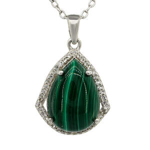 Серебряная подвеска 925 пробы 6,08 гр. с намибийским малахитом и топазами из США 14,54 карат