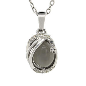 Серебряная подвеска 925 пробы 3,01 гр. с бразильским серым Лунным камнем и топазами из США 3,12 карат