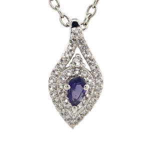 Серебряная подвеска 925 пробы 1,15 г с танзанийским иолитом и белыми топазами с США 0,47 карат