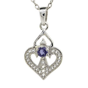 Серебряная подвеска 925 пробы 1,68 г с танзанийским иолитом и белыми топазами с США 0,5 карат