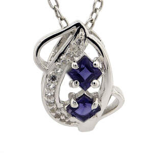 Серебряная подвеска 925 пробы 2,4 г с танзанийским иолитом и белыми топазами с США 0,76 карат