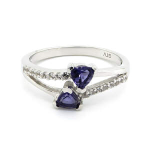 Серебряное кольцо 925 пробы 2,07 гр. с танзанийским иолитом и белыми топазами из США 0,67 карат