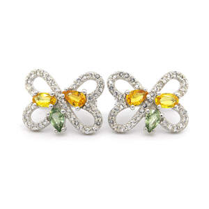 Серебряные серьги 925 пробы 4,72 гр. с мультисапфирами класса АААА и белыми топазами с США 2,11 карат