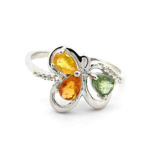 Серебряное кольцо 925 пробы 2,9 гр. с мультисапфиром класса АААА и белыми топазами с США 1,56 карат