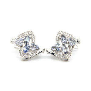 Серебряные серьги 925 пробы 4,96 г с Танзанитами Маньяра АААА и белыми топазами с США 1,6 карат