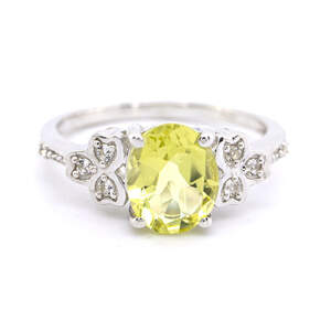 Серебряное кольцо 925 пробы 3,41 г с лимонным топазом и белыми топазами с США 2,38 карат