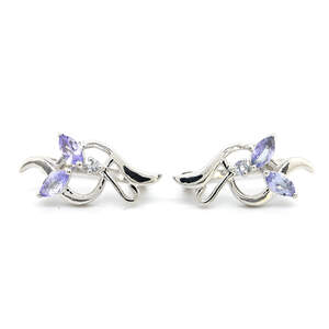 Серебряные серьги 925 пробы 5,08 г с Танзанитами Маньяра АААА 0,99 карат