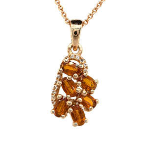 Серебряная подвеска 925 пробы в позолоте 750 пробы 2,48 гр. с танзанийскими оранжевыми кианитами и топазами из США 2,03 карат